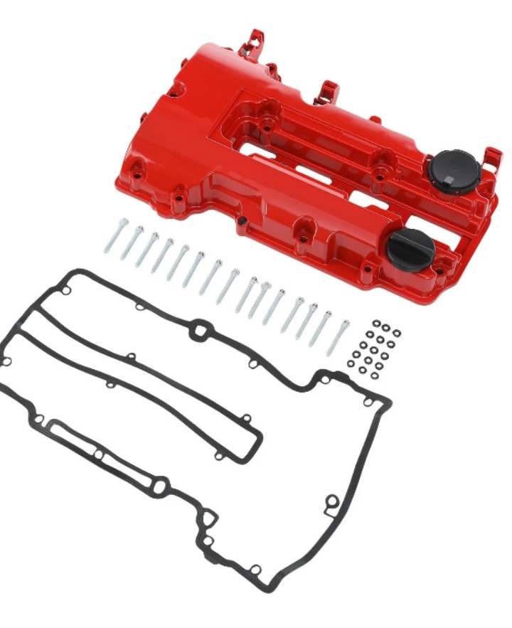 Vista 3 de Tapa De Punterías Aluminio Uso Rudo Rojo Chevy Cruze Sonic Trax 1.4L Turbo Kit Con Empaque