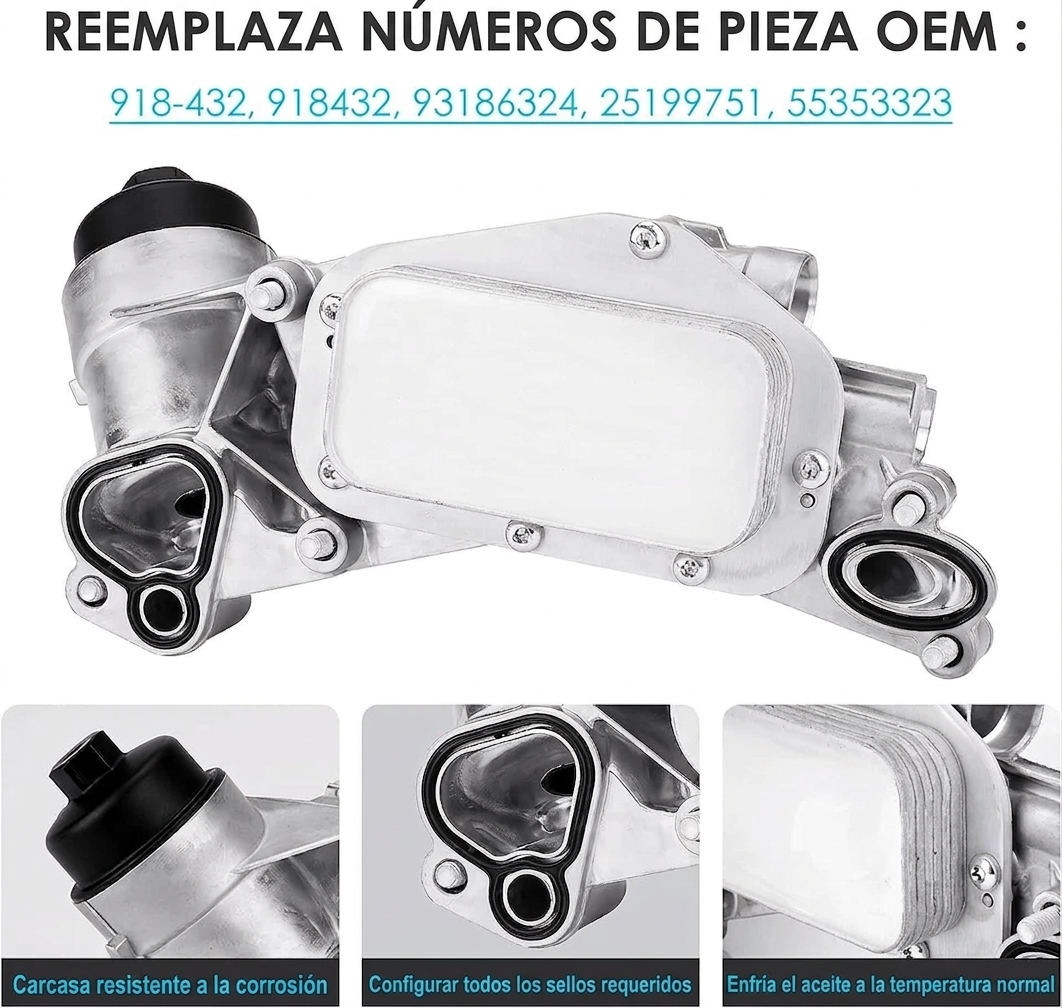 Vista 4 de Enfriador Aceite Con Base Filtro Chevy Cruze Sonic Aveo 1.6 1.8