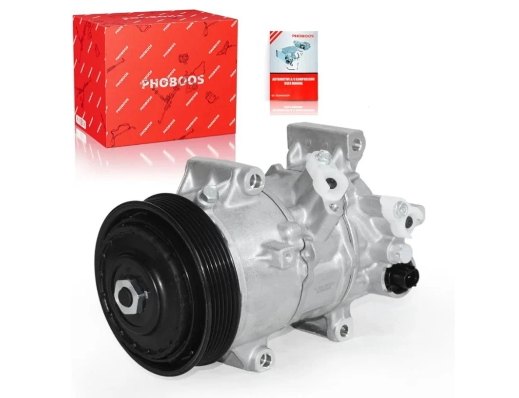Compresor Aire Acondicionado Toyota Corolla 1.8L 2014-2022  OEM 8831002852 marca Phoboos número de parte 8831002850, 8831002851, 8831002852, 883102B80, 883101A841, 8831042511, 883200Z080, 8831012B30, CO 29198C, 198339, 1291658. — Garza Refacciones
